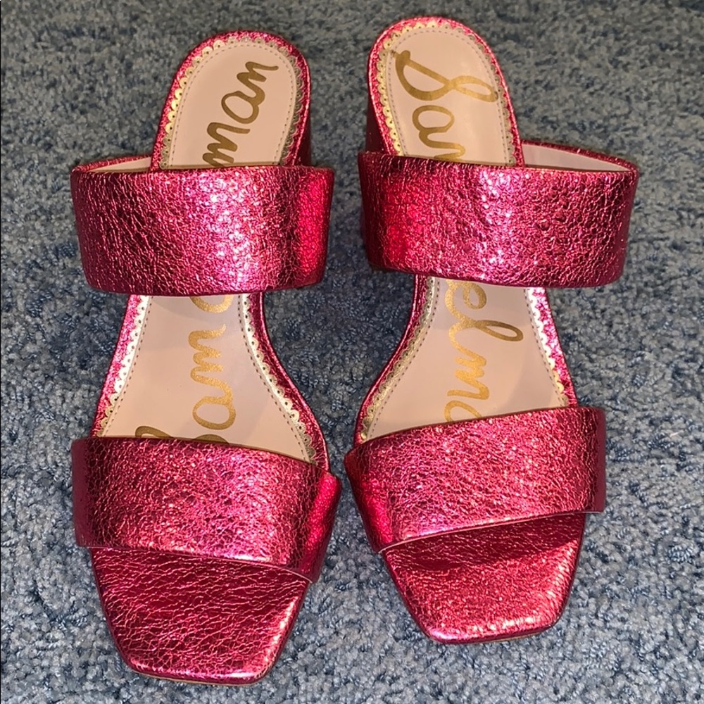 Pink metallic Sam Edelman sandals